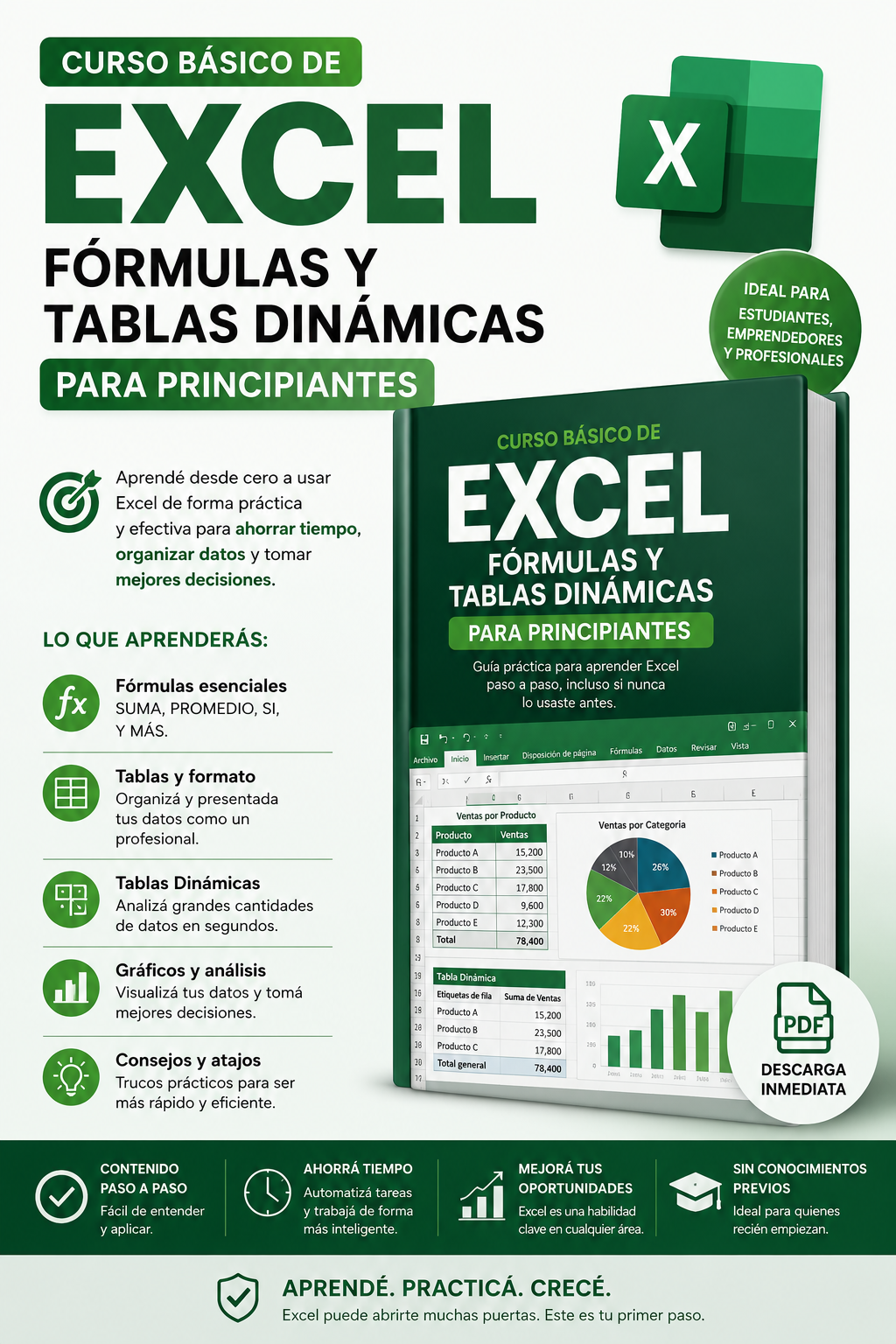 Curso Básico de Excel: Fórmulas y Tablas
Dinámicas para
Principiantes